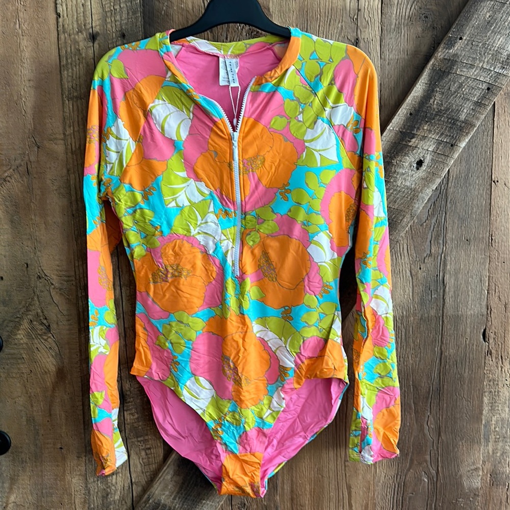 Colorful Floral Long Sleeve Swimsuit